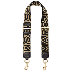 Marc Jacobs The Outline Logo Webbing Strap, Black/Gold